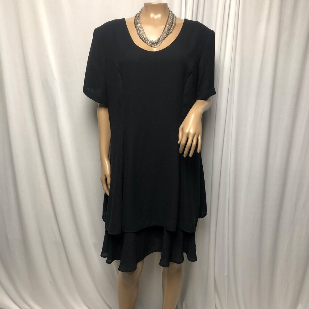 Randi May Collection Dress Womens Size 18 Black Tiered Short Sleeves Classic